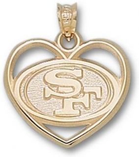 San Francisco 49ers Oval Logo Heart Pendant   14KT Gold