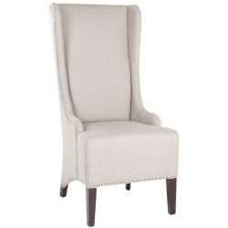 Deco Bacall Nailhead Beige Linen Side Chair