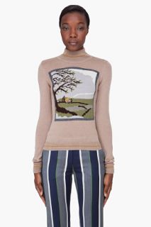 Suno Taupe Knit Tree House Sweater for women