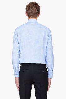 Neil Barrett Blue Camo Print Pinstripe Shirt for men