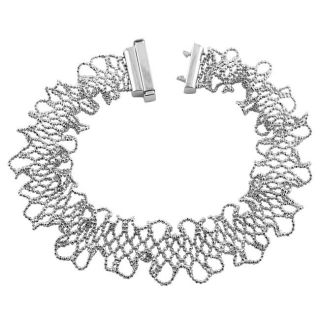 14k White Gold Sparkle Crochet Bracelet