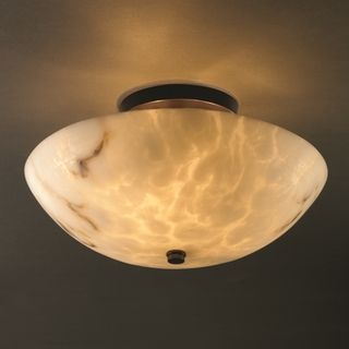light Dark Bronze with Faux Alabaster Semi flush Light Fixture