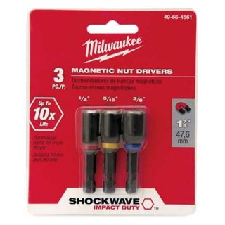 Milwaukee 49 66 4561 Mag Nut Driver Set, 1/4, 5/16, 3/8 In, 3 Pc