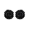 Roman Black plated Faceted Black Crystal Clip on Stud Earrings