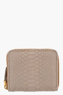 Marni Taupe Textured Python Skin Zip Wallet for women