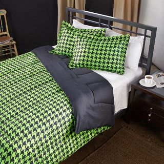 Lime/ Black Houndstooth 2 Piece Twin size Comforter Set