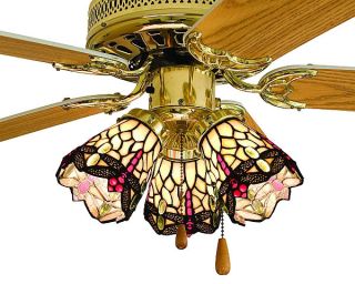 Scarlet Dragonfly Tiffany style Ceiling Fan