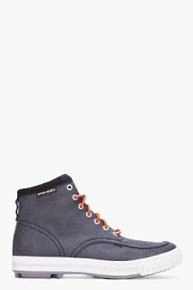Diesel Charcoal Textile Dack Boots for men