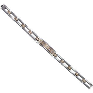 Mens 10k Gold/ Stainless Steel Diamond Bracelet