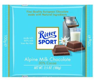 Ritter Sport, Alpine Milk Chocolate, 3.5 Ounce Bars (Pack of 12