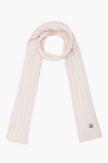 Moncler Cream Ribbed Knit Wool Scarf for women