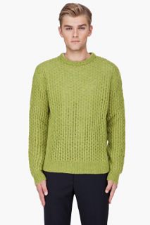 Raf Simons Lime Green Wool Knit Sweater for men