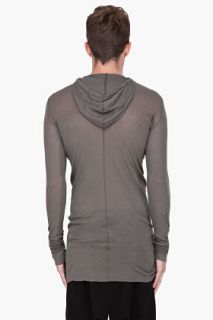 Rick Owens Long Grey Hooded Shirt for men