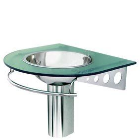 Decolav Frosted White Glass Bathroom Vanity Stainless Sink Bowl