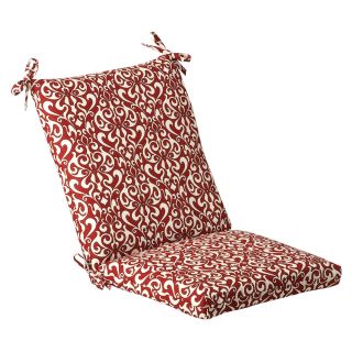 Pillow Perfect Outdoor Red/ White Damask Square Chair Cushion