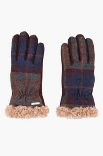 Dsquared2 Brown Plaid Wool Gloves for men