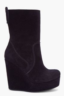 Pedro Garcia Black Suede Haily Wedge Boots for women