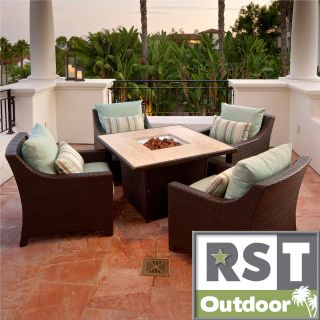 Bliss 5 Piece Fire Table Seating Set Patio Furniture by RST Compare $