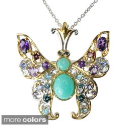 Two tone Multi gemstone Butterfly Necklace Today $151.99