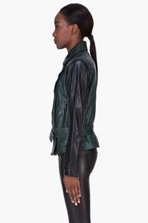 Edun Green Leather Moto Jacket for women
