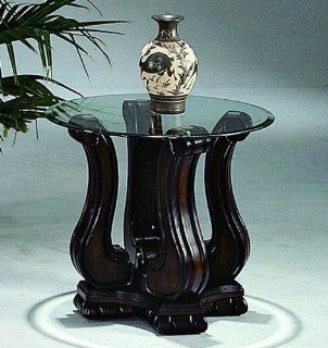 Madison Cappuccino End Table With Glass Top By Crown Mark