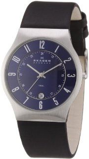 Skagen Mens 233XXLSLN Steel Perfect Blue Leather Watch Watches