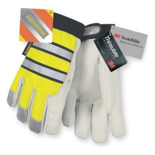 Memphis Glove 968L Leather Gloves, L, Hi Vis Yellow, PR