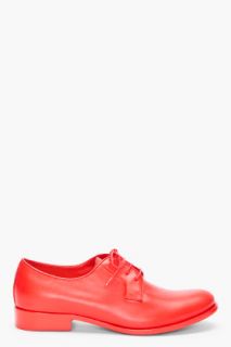 Jil Sander Fiesta Red Flat Derby Shoes for women