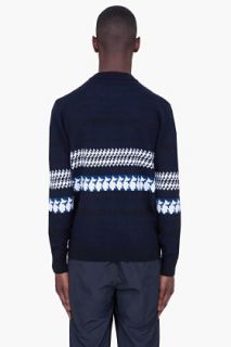 3.1 Phillip Lim Navy Houndstooth Jacquard Sweater for men