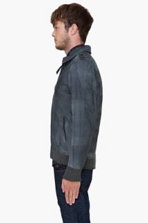Diesel Grey Leather Lacco Jacket for men