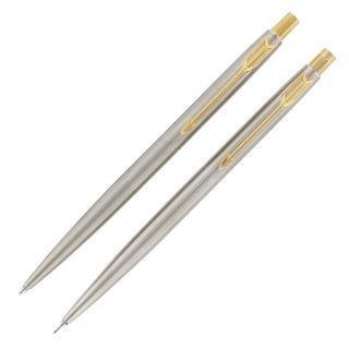 Parker Classic Stainless Steel Gold Trim Ball Pen and Mechanical