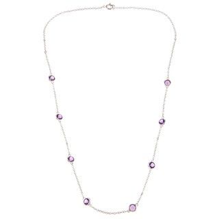14k White Gold Amethyst Station By the yard Necklace