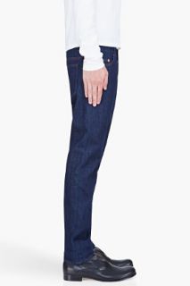Yves Saint Laurent Navy Silicone Wash Jeans for men