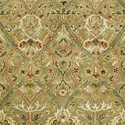 Handmade Mahal Green/ Rust New Zealand Wool Rug (6 x 9)