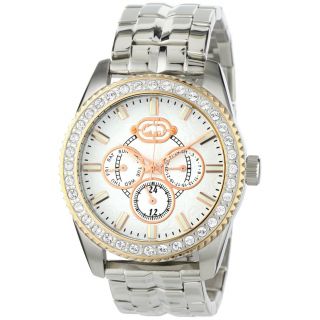 Marc Ecko Mens Stainless Steel Crystal accented White Dial Watch