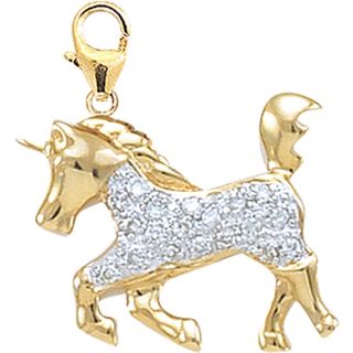 14k Yellow Gold 1/10 ct TDW Diamond Unicorn Charm