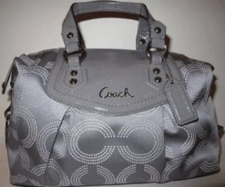 Coach Ashley Dotted Op Art Satchel Handbag Grey Gray 20027
