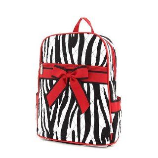 Belvah Quilted Zebra Print Large Backpack  Black/Red