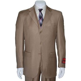 Mantoni Mens Taupe Three button Wool Suit