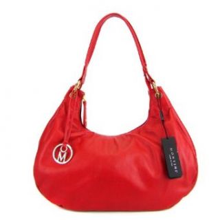 MONTINI Italian Made Red Leather Hobo Shoulder Bag Purse