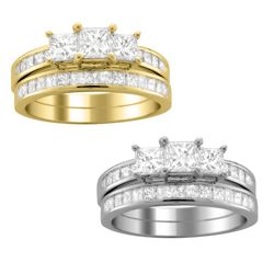 14k Gold 1ct TDW Princess Diamond Bridal Ring Set (H I, SI1 SI2) MSRP