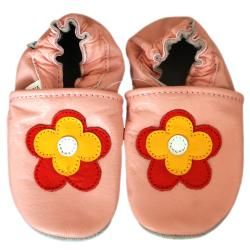 Baby Pie Orange Flower Leather Girls Shoes