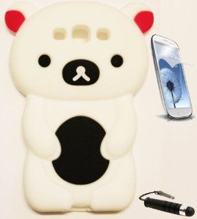 BUKIT CELL WHITE Bear 3D Cartoon Soft Silicone Skin Case