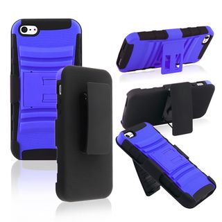 BasAcc Black/ Blue Hybrid Armor Case with Holster for Apple iPhone 5