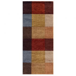 Hand knotted Geometric Brick Red Wool Rug (29 x 9) Was $369.99 Sale