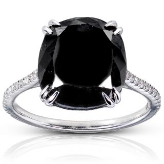 14k Gold 7 1/4ct TDW Certified Black and White Diamond Ring (H I, I2