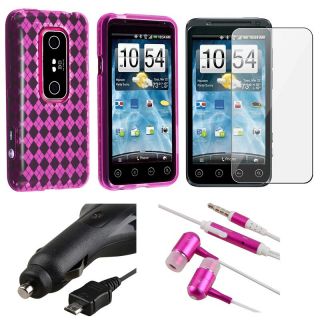 Argyle TPU Case/ Screen Protector/ Headset/ Charger for HTC EVO 3D