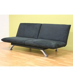 Black Microfiber Futon Convertible Sofa Bed