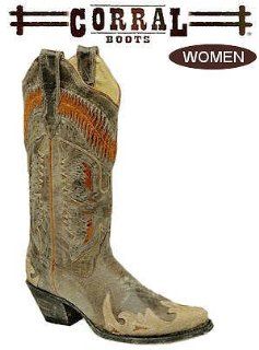 Corral Boots Western Wingtip Eagle Overlay R2479 Shoes