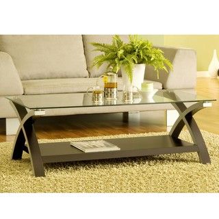 Contemporary 48 inch Coffee Table with Glass Top